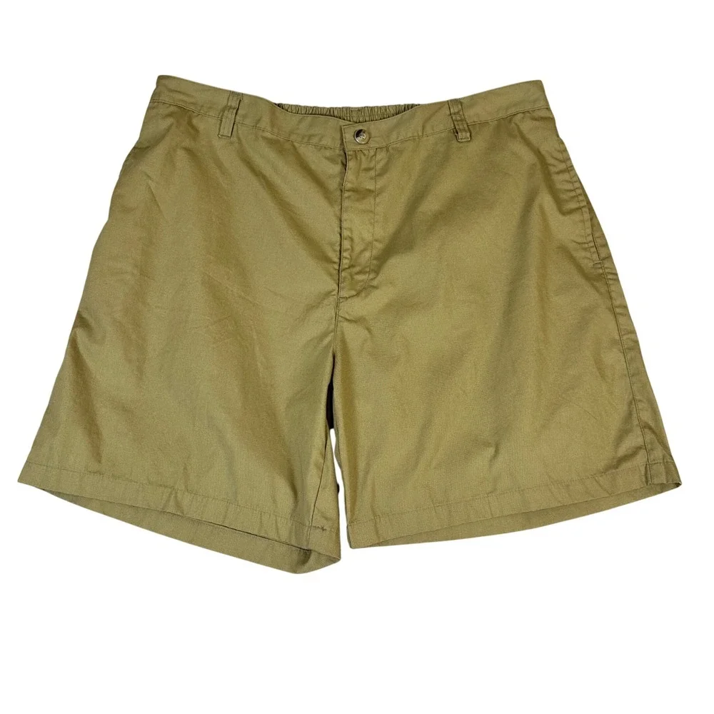 Haband Mens Khaki Shorts Size 44 Elastic Back Waist Tan Cotton Blend Casual‎